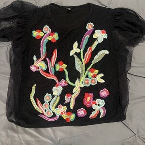 Guess Black Mesh Top